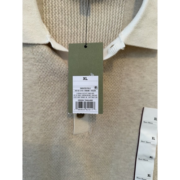 Goodfellow Men's Cream Sweater Short Sleeve Polo Size XL NWT - Picture 4 of 5